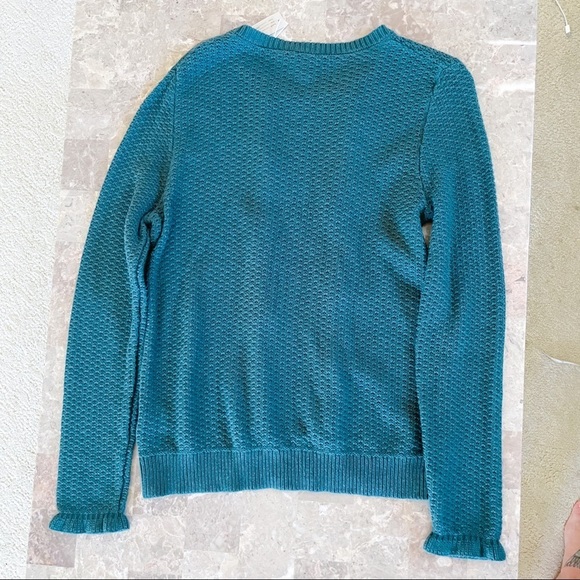 🆕 NWT Cupio Hunter Green.‎ Ruffle Embellished Knit Sweater, Medium M - Picture 4 of 7